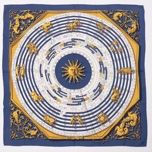 Hermes Zodiac Print Silk Scarf